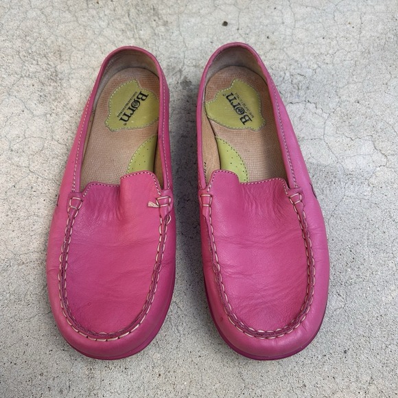 Børn Shoes - BORN (BØRN) Pink Leather Slip-On Loafers/Moccasins - Size 8.5 40